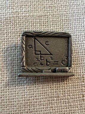 Vintage JJ Pewter School Chalkboard Tack Pin featuring Pythagorean Theory Unisex